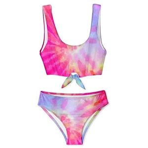 Stella Cove Tie Front Multicolor Tie-Dye Bikini Swimsuit Set size 14 NEW
